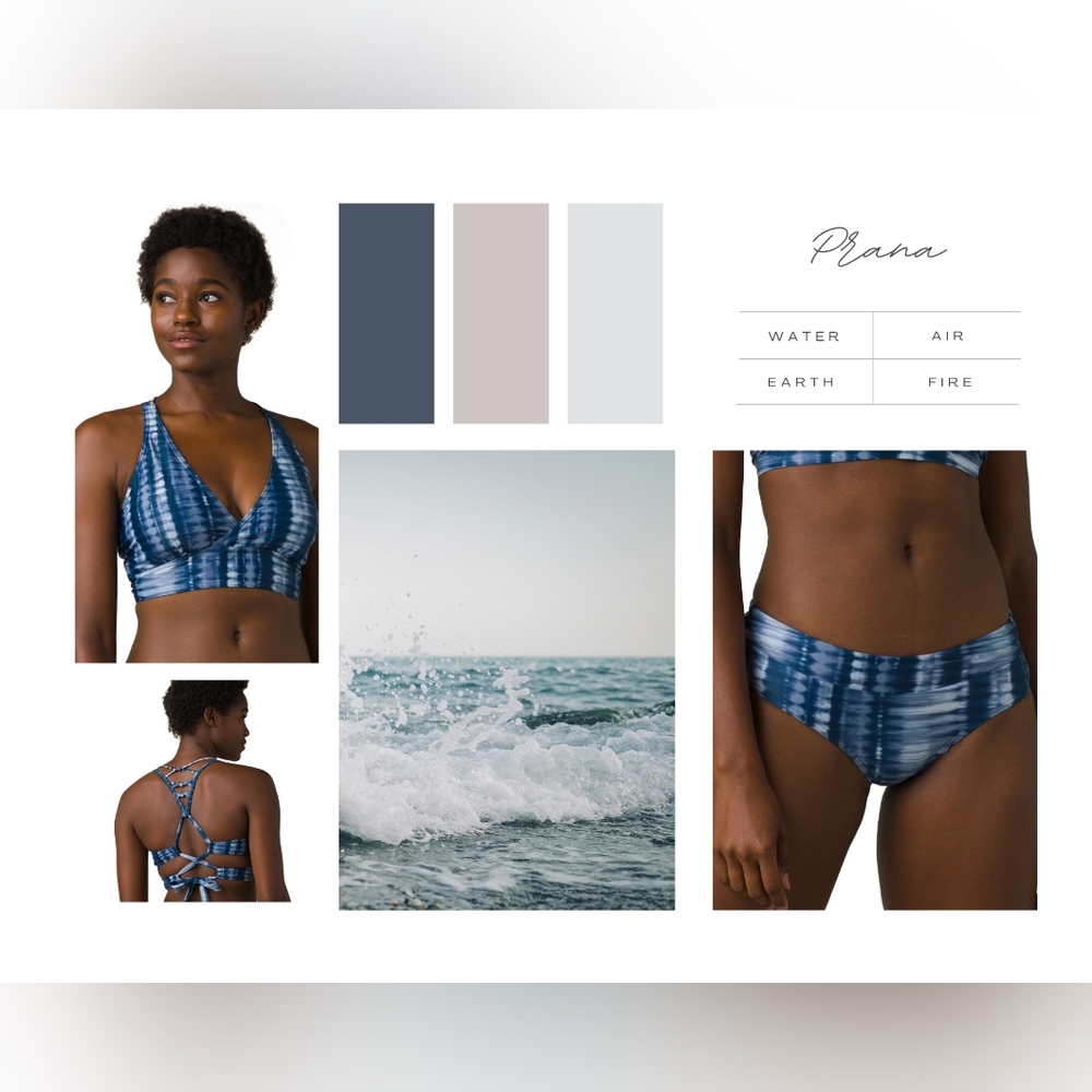 NWOT, PRANA, Womens, Sz. S, 2 Peice, Tie Dye, Indigo, Beach, Surfing, Bikini